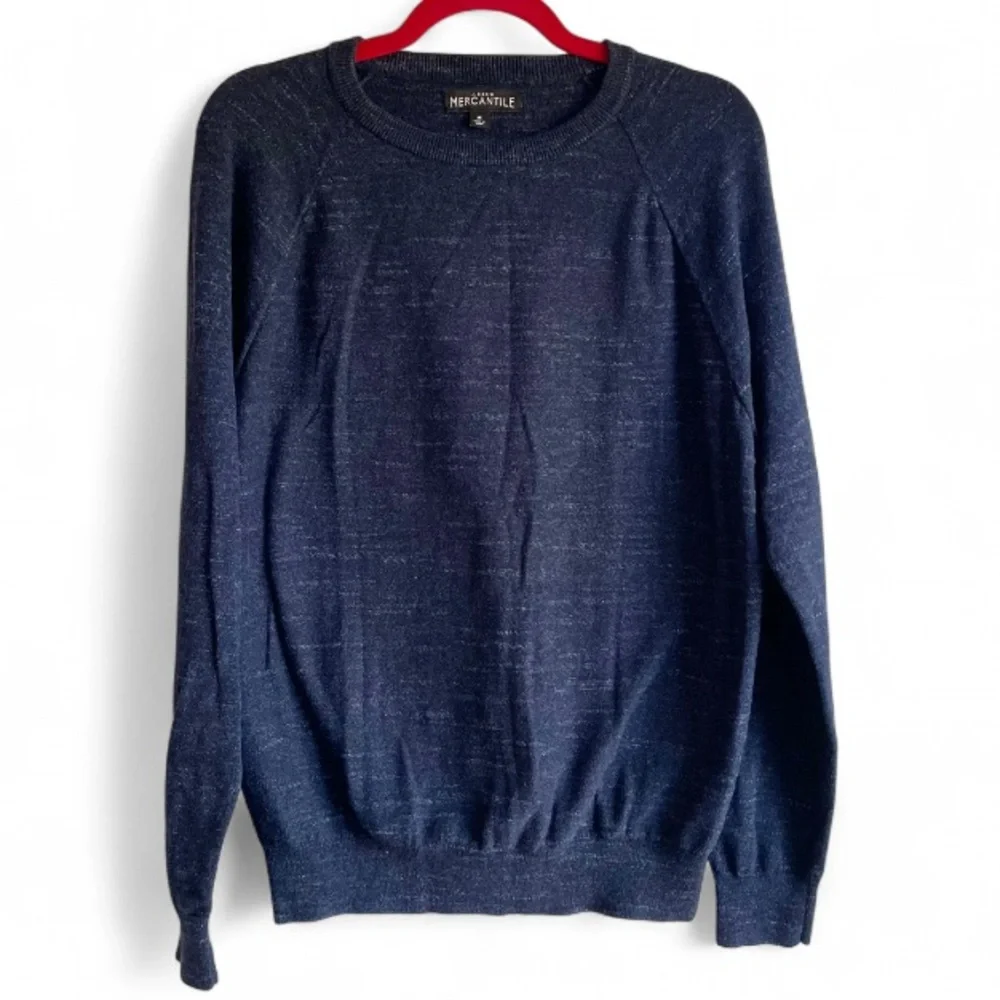 J. Crew Men's 100% Cotton Navy Blue Crewneck Knit Sweater Size M